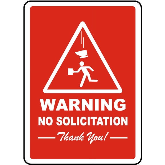Vinyl Stickers - Warning No Solicitation Sign - Safety and Warning Warehouse Signs Stickers - 10" x 7" - 10 Pack