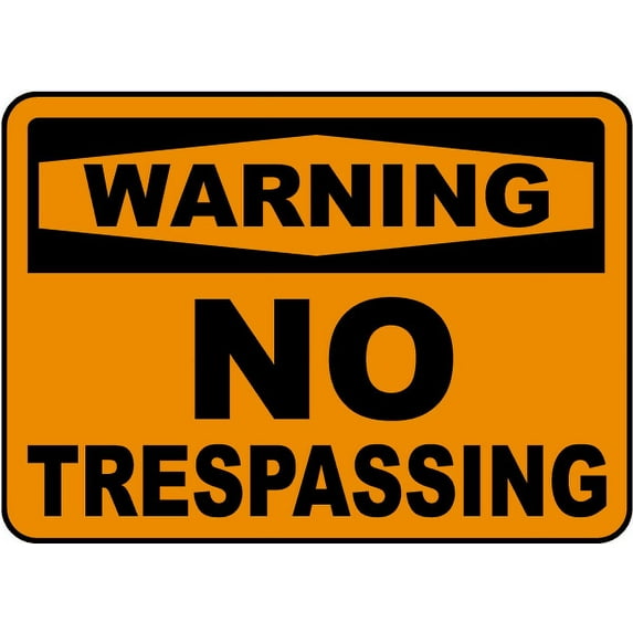 Vinyl Stickers - Warning No Trespassing Sign X1 - Safety and Warning Warehouse Signs Stickers - 24" x 30" - 6 Pack