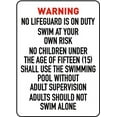 thumbnail image 1 of Vinyl Stickers - Washington DC No Lifeguard Sign - Safety and Warning Warehouse Signs Stickers - 13" x 9" - 3 Pack, 1 of 5