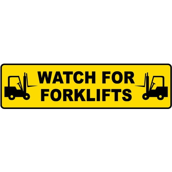 Vinyl Stickers - Watch for Forklifts Floor Sign Y2 - Safety and Warning Warehouse Signs Stickers - 10" x 7" - 3 Pack