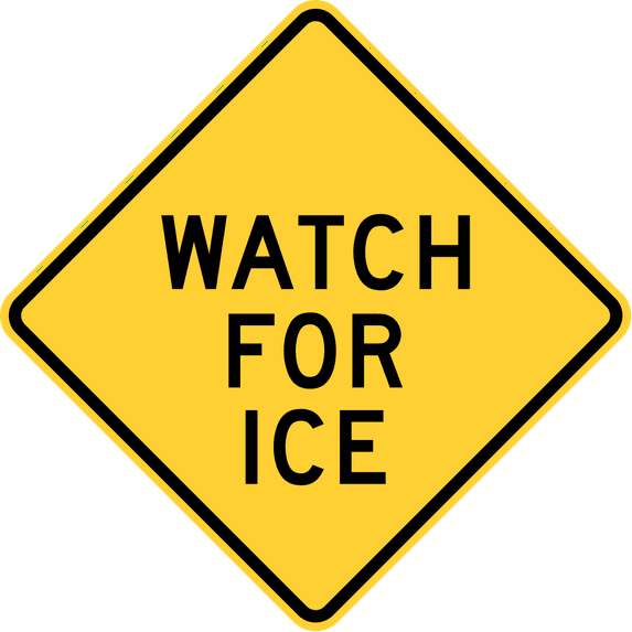 Vinyl Stickers - Watch for ice, Pennsylvania - Safety and Warning Warehouse Signs Stickers - 18" x 24" - 10 Pack