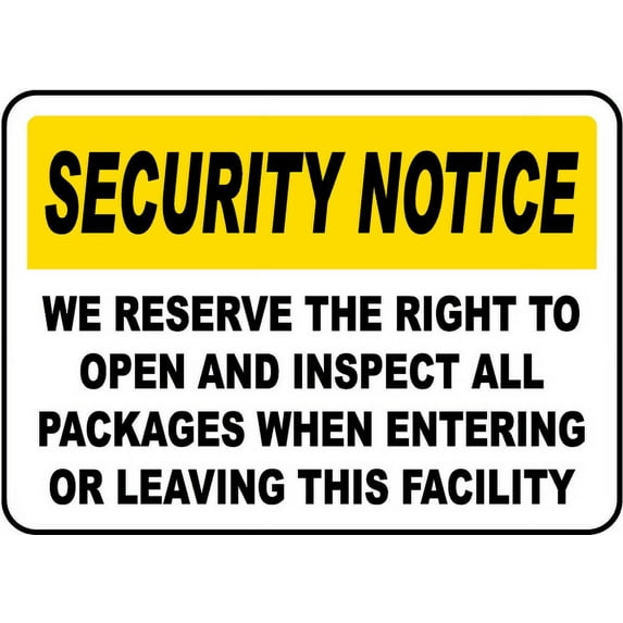 Vinyl Stickers - We Reserve The Right to Inspect Sign - Safety and Warning Warehouse Signs Stickers - 10" x 7" - 6 Pack