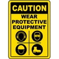 thumbnail image 1 of Vinyl Stickers - Wear Protective Equipment Sign Y5 - Safety and Warning Warehouse Signs Stickers - 3.5" x 5" - 3 Pack, 1 of 5