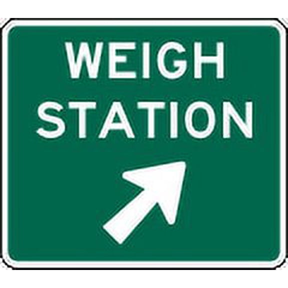 Vinyl Stickers - Weigh Station Sign with Right exit Arrow - Safety and Warning Warehouse Signs Stickers - 13" x 9" - 10 Pack