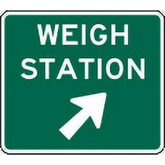Vinyl Stickers - Weigh Station Sign with Right exit Arrow - Safety and Warning Warehouse Signs Stickers - 13" x 9" - 3 Pack
