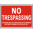 thumbnail image 1 of Vinyl Stickers - West Virginia No Trespassing Sign - Safety and Warning Warehouse Signs Stickers - 13" x 9" - 10 Pack, 1 of 5