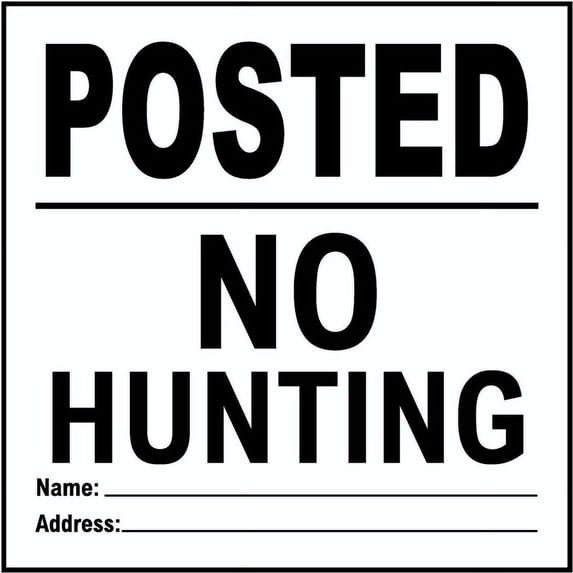 Vinyl Stickers - White Posted No Hunting Sign - Safety and Warning Warehouse Signs Stickers - 3.5" x 5" - 6 Pack
