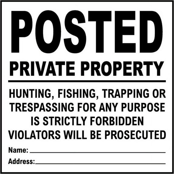 Vinyl Stickers - White Posted Private Property Sign Z6 - Safety and Warning Warehouse Signs Stickers - 10" x 7" - 6 Pack