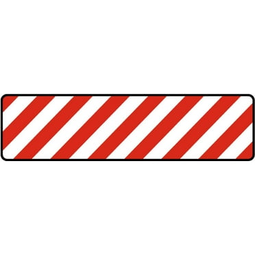 Vinyl Stickers - White/Red Striped Floor Sign - Safety and Warning Warehouse Signs Stickers - 3.5" x 5" - 3 Pack