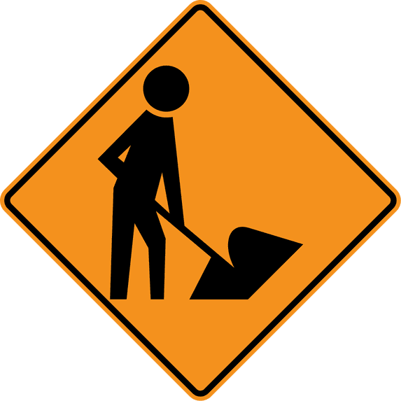 Vinyl Stickers - Workers in Road Ahead - Safety and Warning Warehouse Signs Stickers - 18" x 24" - 10 Pack