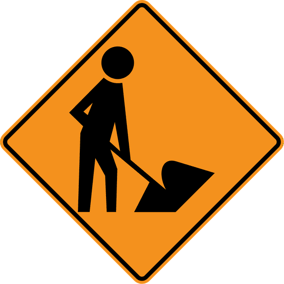 Vinyl Stickers - Workers in Road Ahead - Safety and Warning Warehouse Signs Stickers - 18" x 24" - 6 Pack
