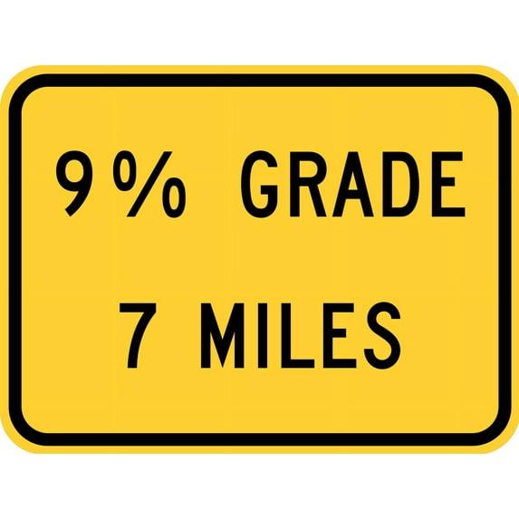 Vinyl Stickers - X% Grade (Distance) Miles (Plaque) - Safety and Warning Warehouse Signs Stickers - 10" x 7" - 3 Pack