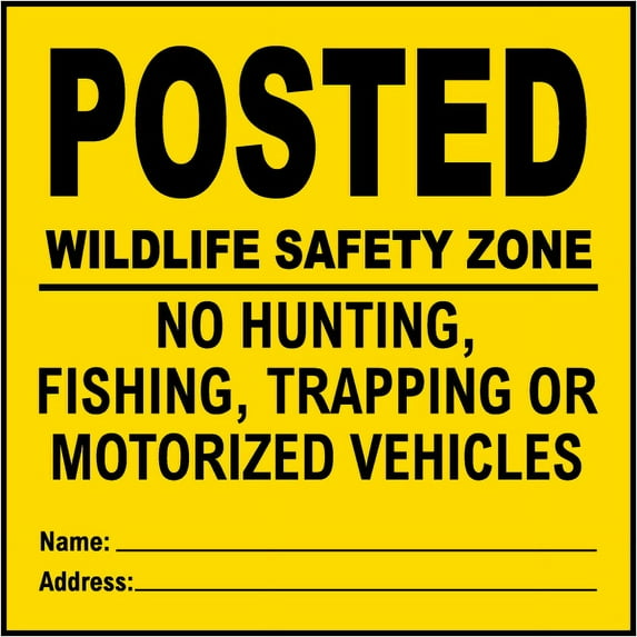 Vinyl Stickers - Yellow Posted Wildlife Safety Zone Sign - Safety and Warning Warehouse Signs Stickers - 24" x 30" - 3 Pack