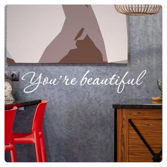My Vinyl Story - You're Beautiful - Inspirational Self Love Wall Decal Sticker Quote Art Decor Positive Daily Reminder Affirmation Saying for Home Bedroom Bathroom - Removable (White, 22x4 inches)