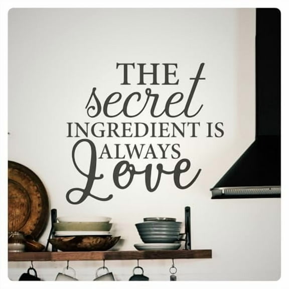 My Vinyl Story - The Secret Ingredient is Always Love - Kitchen Wall Decal Sticker, Inspirational Cooking Art Quote Saying for Home Dining Room Cafe Decor, Removable (Black, 34x31 inches)