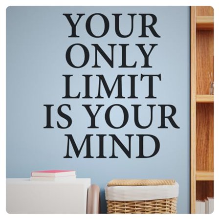My Vinyl Story - Your Only Limit is Your Mind - Inspirational Motivational Wall Decal Sticker Quote Vinyl Art Decor for Home Office Gym Classroom Positive Affirmation, Removable (Black, 10x11 inches)