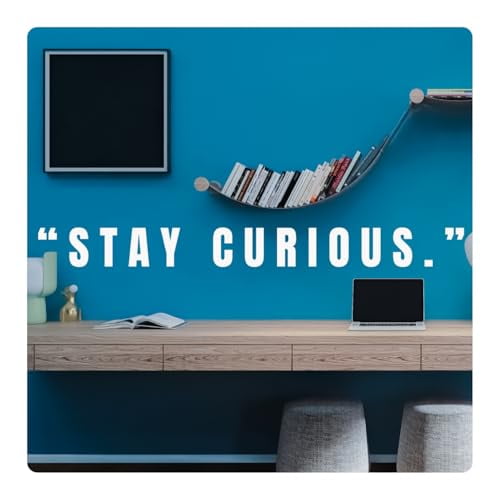 My Vinyl Story - Stay Curious - Inspirational Motivational Wall Decal Sticker Quote Art Decor Positive Saying Home Office Classroom Library, Removable (White, 22x3 inches)
