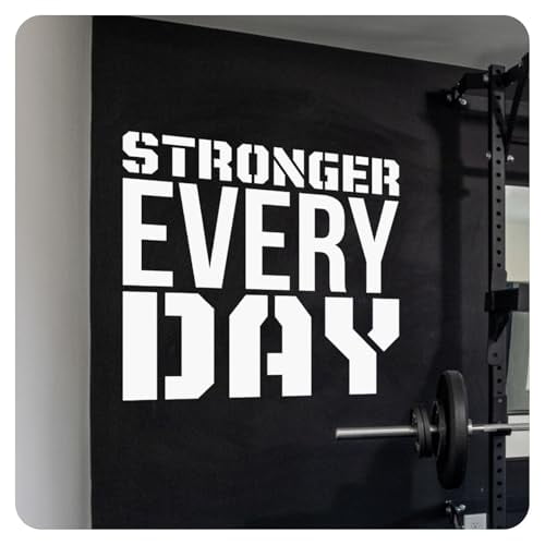 My Vinyl Story - Stronger Every Day - Large Inspirational Motivational Wall Decal Sticker Quote Vinyl Art Decor for Home Office Gym Classroom, Removable (White, 11x10 inches)