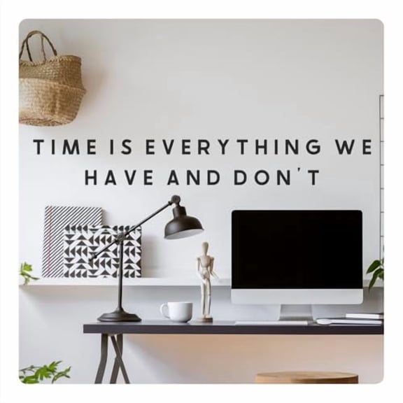 My Vinyl Story - Time is Everything - Inspirational Motivational Wall Decal Sticker Quote Art Decor Positive Daily Affirmation Saying for Home Office Classroom Bedroom, Removable (Black, 22x4 inches)