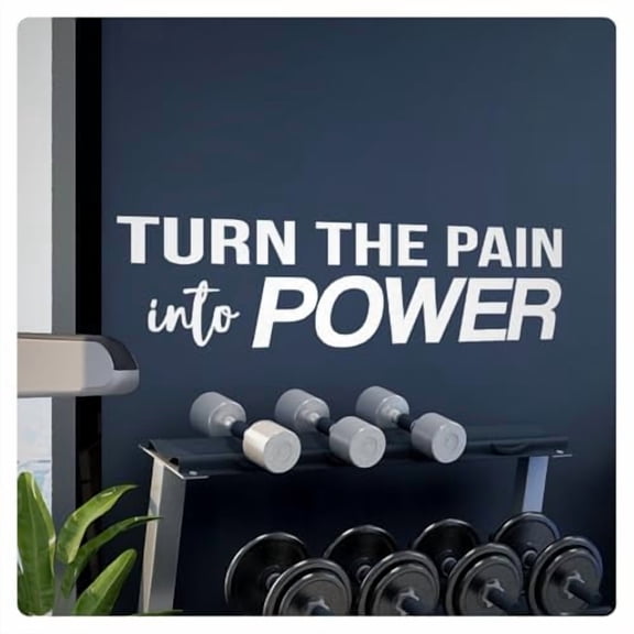 My Vinyl Story - Turn The Pain into Power - Inspirational Motivational Wall Decal Sticker Quote Art Decor Saying for Strength Home Gym Office Therapy Bedroom, Removable (White, 22x7 inches)