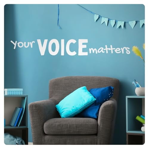 My Vinyl Story - Your Voice Matters - Inspirational Motivational Wall Decal Sticker Quote Art Decor Positive Saying Classroom Kids Room Library, Removable (White, 36x5 inches)