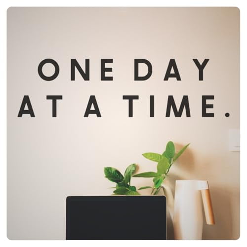 One Day at a Time Wall Decal Sticker – Inspirational Motivational Vinyl Quote Art Decor Bedroom, Living Room, Home Office – Removable Positive Affirmation Wall by My Vinyl Story (Black, 36x10 inches)