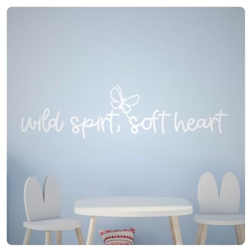 My Vinyl Story - Wild Spirit, Soft Heart - Inspirational Motivational Butterfly Wall Decal Sticker Quote Art Decor Saying for Home Bedroom Positive Affirmation Yoga, Removable (White, 60x16 inches)