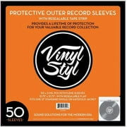 Vinyl Styl  12 Inch Outer Record Sleeves - Resealable Flap - 50 Count Clear [BAGS / SLEEVES]