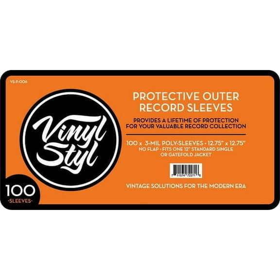 Vinyl Styl 12In Record Outer Sleeves 100 CNT CLR - Vinyl Styl 12 Inch Vinyl Record Protective Outer Sleeves - 100 Count - (Clear) - Accessories