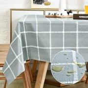 Vinyl Table Cloth Cover Small Square Table, Plastic PVC Waterproof Oilcloth Gingham Tablecloth, Wipeable Tablecloths for Parties Card Table, Coffee Table, Outdoor, Camping Gray,52x52 Inch