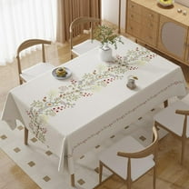 Vinyl Tablecloth 60x84 Inch White Waterproof Wipeable PVC Tablecloths for Rectangle Tables Floral Plastic Table Covers