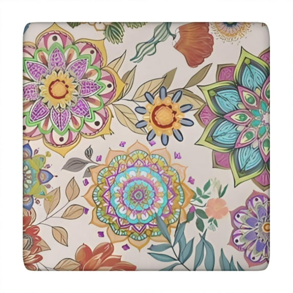 Vinyl Tablecloth Aesthetic room decor Symmetrical Vintage Bohemian Pastoral Style, Waterproof, Stain-Resistant and Heat-Resistant