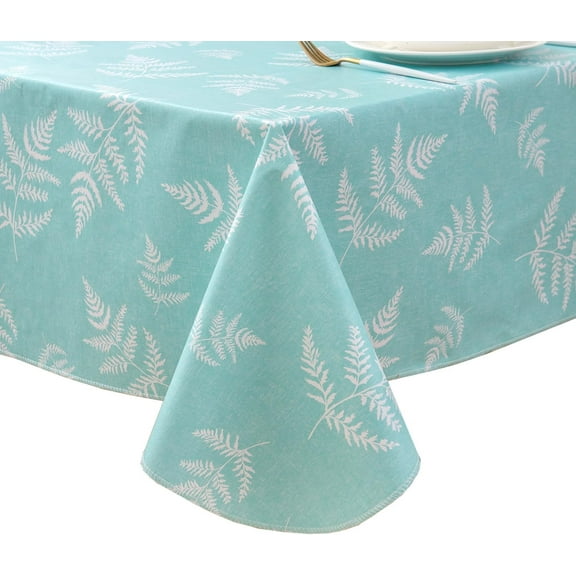 Vinyl Tablecloth with Flannel Backed Waterproof Oil-Proof PVC Table Cloth Stain-Resistant Wipeable Easy Care Table Cover for Indoor and Outdoor (Lake Blue Pattern 2, 60 x 60 Inch Square)