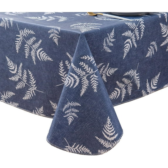 Vinyl Tablecloth with Flannel Backed Waterproof Oil-Proof PVC Table Cloth Wipeable Spill-Proof Plastic Table Cover for Indoor and Outdoor(Flower, 60 x 84 Inch Rectangle)