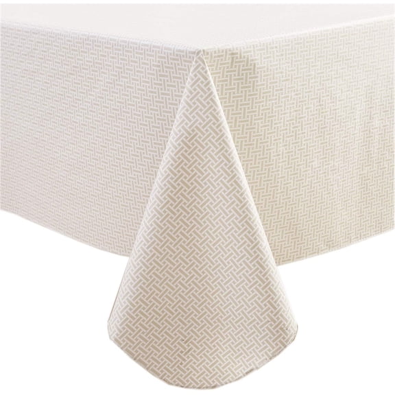 Vinyl Tablecloth with Flannel Backed Waterproof Oil-Proof PVC Table Cloth Wipeable Spill-Proof Plastic Table Cover for Indoor and Outdoor(Weave, 60 x 60 Inch Square)