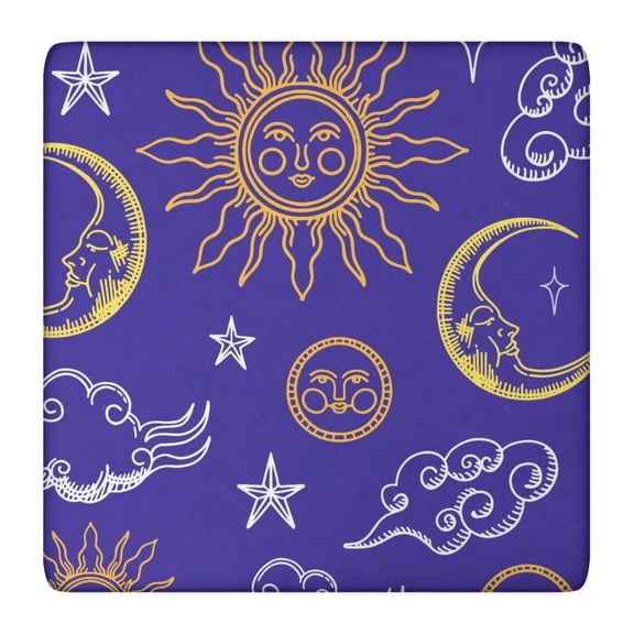 Vinyl Tablecloth Gothic Lunar Astronomical Night Moon Sky Map Aesthetic, Elastic Edge Waterproof Backed Table Cover