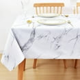 thumbnail image 1 of Vinyl Tablecloth for Rectangle Tables, Waterproof PVC Plastic Table Cloth Covers Oblong Oval Oilcloth Wipeable Tablecloths for 7 Foot Large Picnic Table Outdoor Camping White Marble, 60x84 Inch, 1 of 6