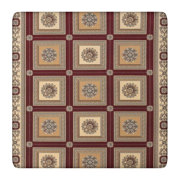 Vinyl Tablecloth Square Boho Chic Earthy Style, Waterproof Elastic Fitted Table Cover, Backed for Indoor Outdoor Use