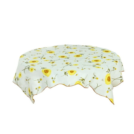 Vinyl Tablecloth Square Table 53" x 53" Flower Print Oil-Proof