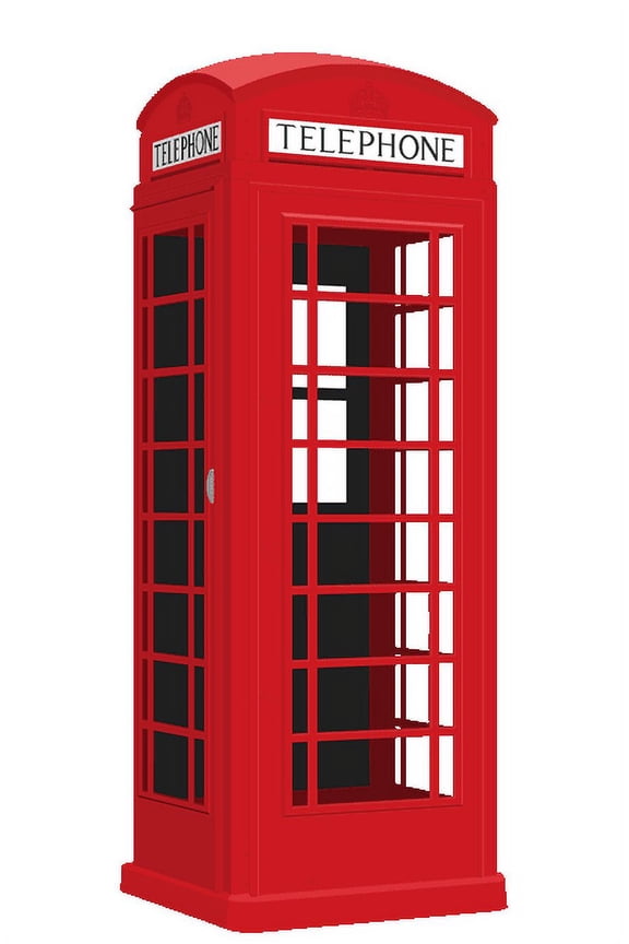 Vinyl Telephone Booth Decor Design Home Adhesive Wall Decal | 10 Inches x 20 Inches Removable Living Room Bedroom Telephone Kiosk Public Call Box Phone Booth Wall Decoration Sticker - Multi-color