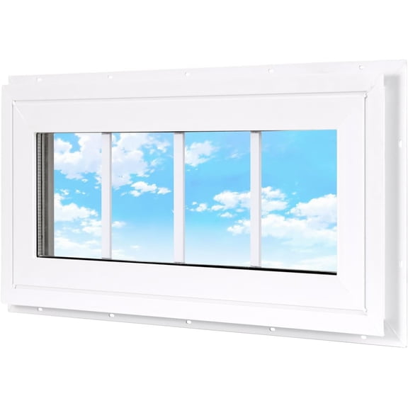 Vinyl Transom Household Fixed Window 10" x 23" White