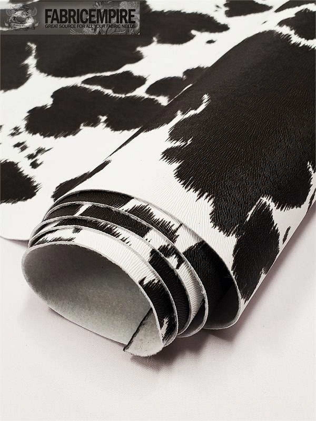 Vinyl Upholstery Embossed Texture Fabric Cow Black on White Fake Leather / 54" Wide / Sold By The Yard