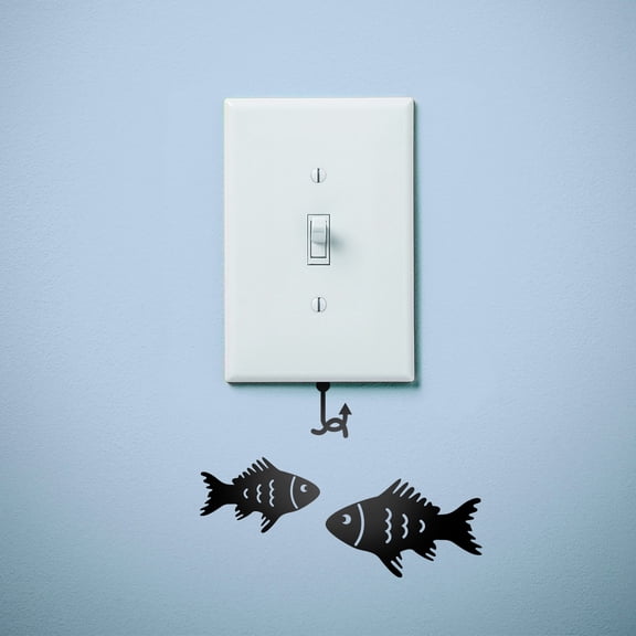 Vinyl Wall Art Decal - 2 Little Fish - 3" x 4.5" - Cute Ocean Home Apartment Kids Bedroom Nursery Playroom Light Switch Decor - Laptop Computer Skin Car Bumper Sticker Designs (3" x 4.5", Blue)