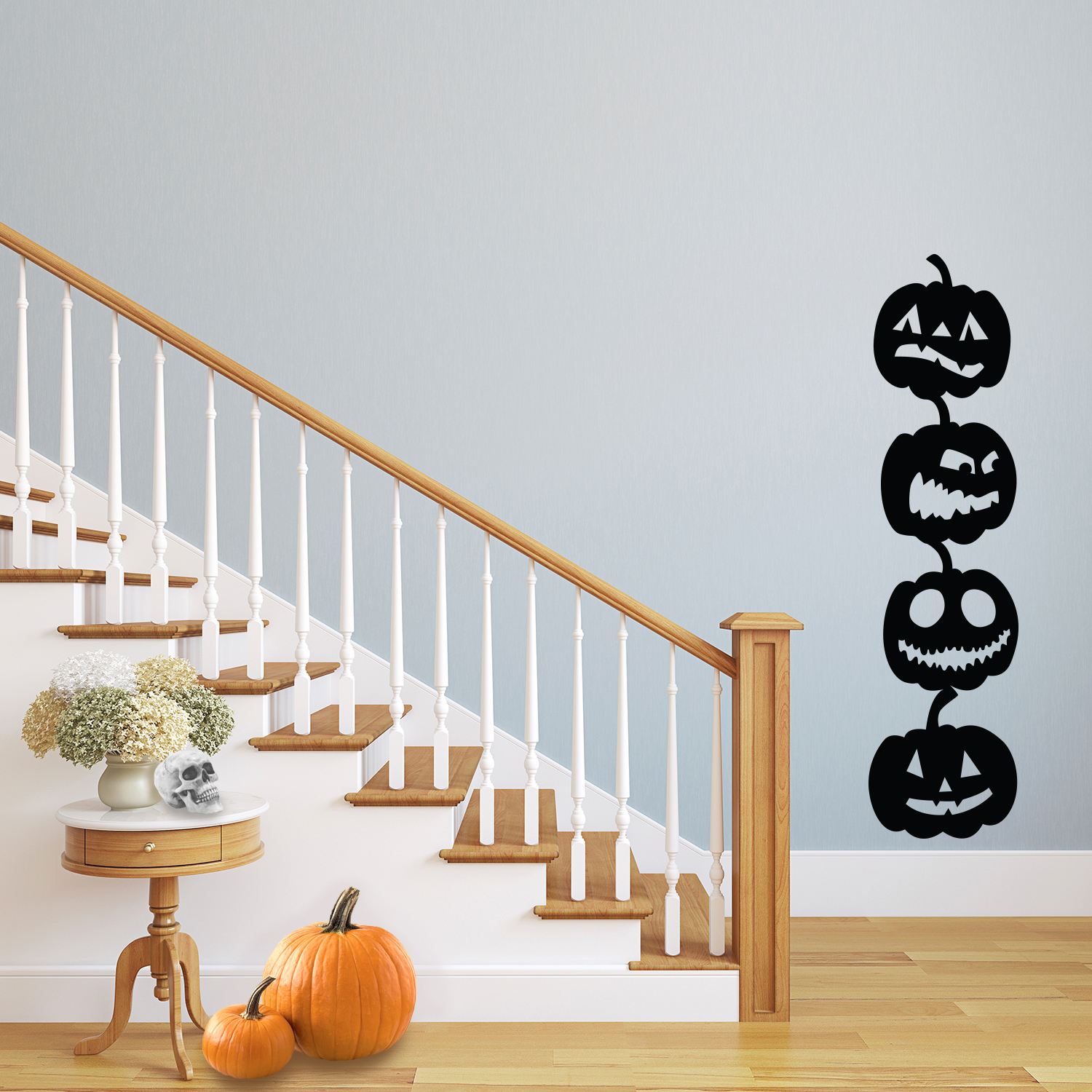Vinyl Wall Art Decal - 4 Stacked Pumpkins - 21" x 80" - Spooky ...