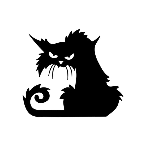Vinyl Wall Art Decal - Angry Black Cat - 4" x 5" - Halloween Party Seasonal Design Sticker For Home School Classroom Notebook Laptop Work Office Store Window Spooky Decor (SMALL)
