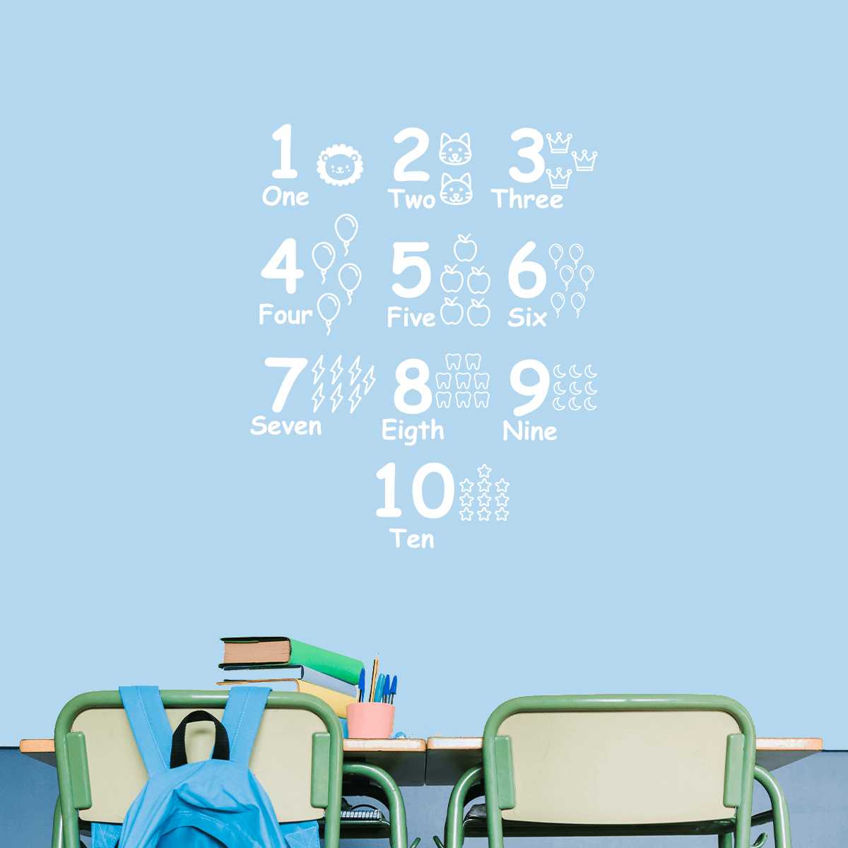 Vinyl Wall Art Decal - Animated Numbers - 22.6