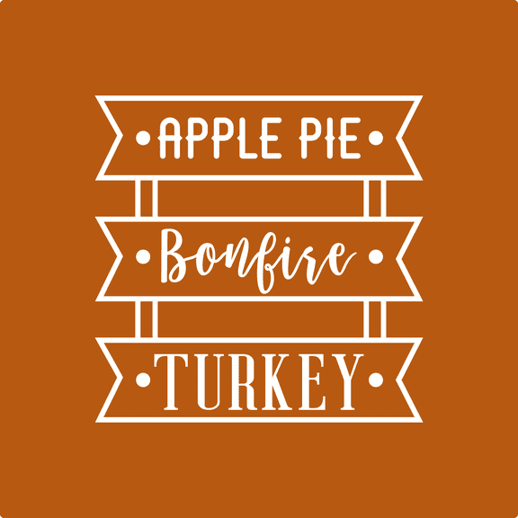 Vinyl Wall Art Decal - Apple Pie Bonfire Turkey - 17" x 17" - Trendy Cute Funny Thanksgiving Season Quote Sticker For Living Room Kitchen Restaurant Office Kitchenette Coffee Shop Decor