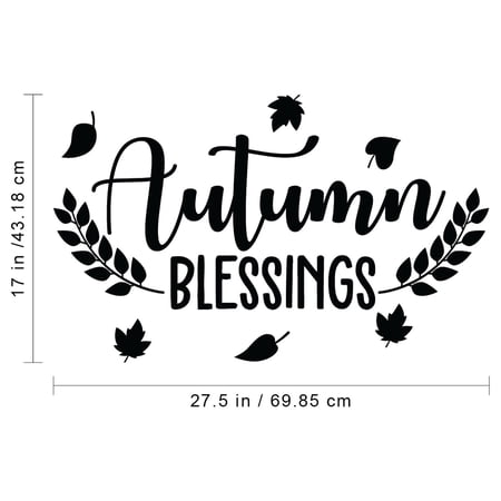 Vinyl Wall Art Decal - Autumn Blessings - 17" x 27.5" - Trendy Harvest Fall Leaves Halloween Seasonal Quote For Home Bedroom Kitchen Dining Room Office Church Decoration Sticker