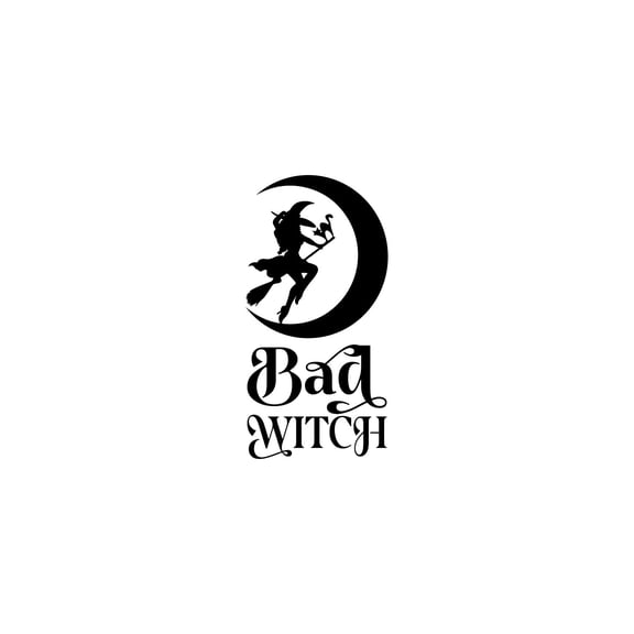 Vinyl Wall Art Decal - Bad Witch - 8" x 4" - Trendy Cool Funny Halloween Quote Sticker For Office Laptops Mugs Thermos Notebooks Home Windows Doors Storefront Spooky Decor