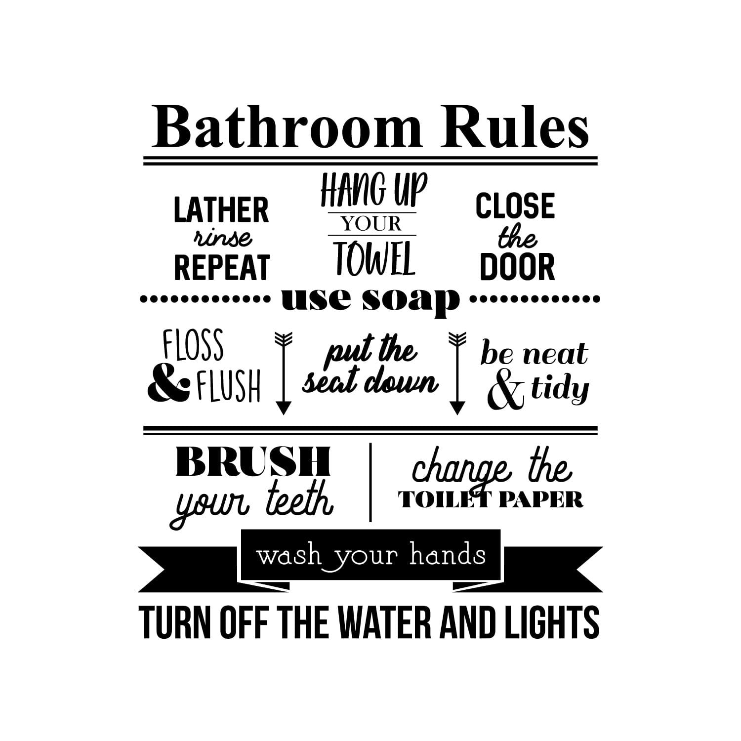 Vinyl Wall Art Decal - Bathroom Rules Close The Door Put The Seat Down ...